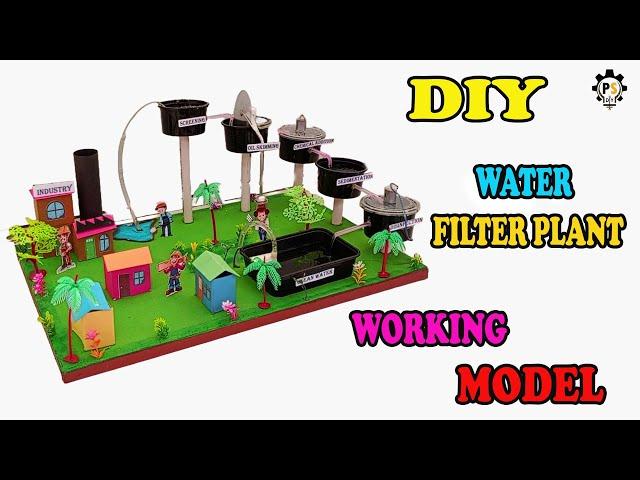 DIY WORKING MODEL OF WATER FILTER PLANT || SEWAGE TREATMENT PLANT || PROJECT SOLUTION DIY