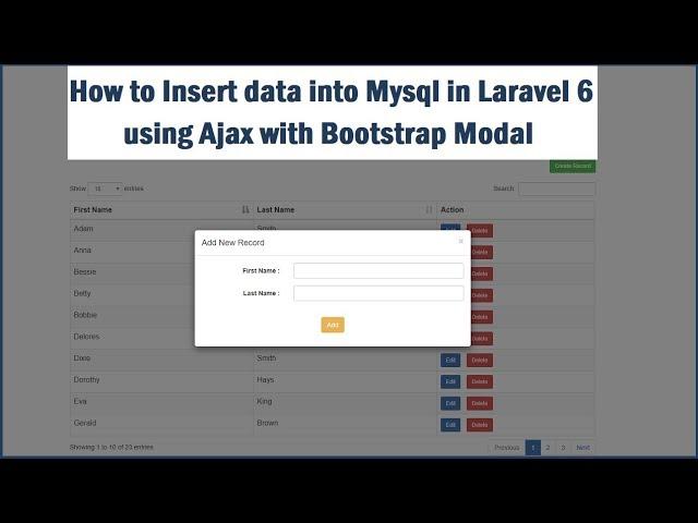 How to Insert data into Mysql in Laravel 6 using Ajax with Bootstrap Modal