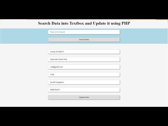 how to search data and update it into database using PHP MySql
