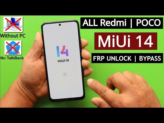 All Redmi/Poco Miui 14 FRP Unlock/Bypass Google Account Lock Without PC | Without Second Space 2023