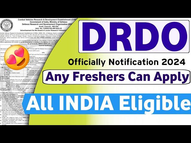 DRDO Recruitment 2023 | Freshers| DRDO Notification 2024 | DRDO Jobs 2024 | DRDO Vacancy 2024 | DRDO