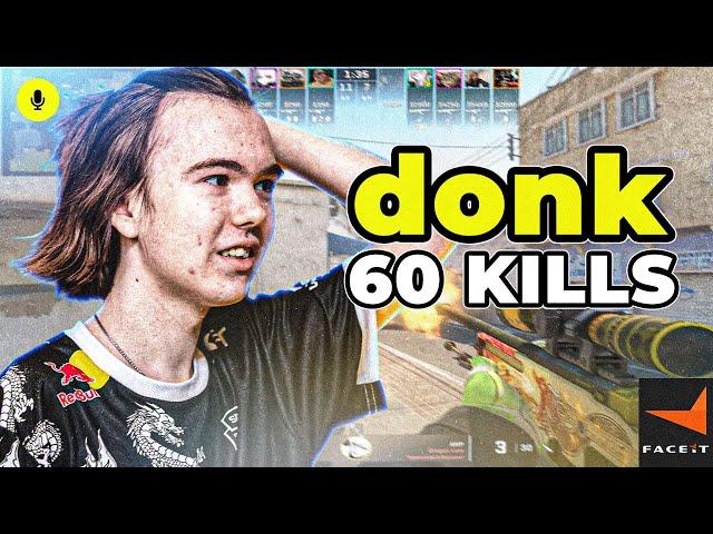 CS2 POV | DONK ON FIRE 60 KILLS! Faceit Ranked (DUST2) Voicecomms 60-27