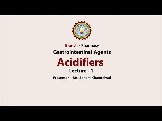 Pharmaceutical Inorganic Chemistry | Acidifies | AKTU Digital Education