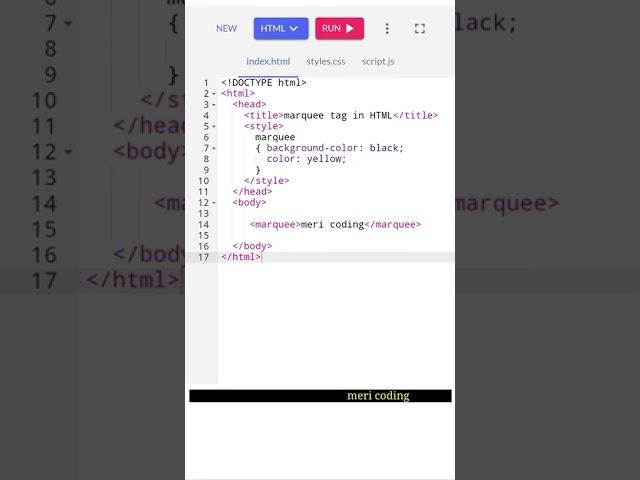 #shorts what is marquee tag in html | html marquee tag ka use ha | marquee tag