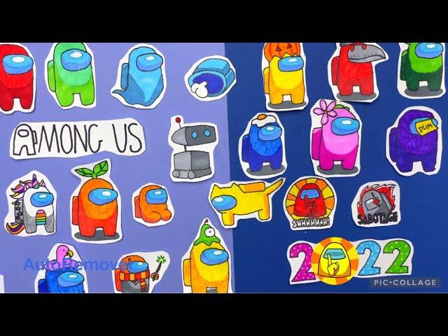 DIY AMONG US STICKERS Easy//DIY paper stickers ملصقات امونج اس