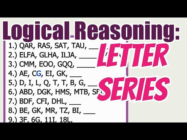 Letter Series | Logical Reasoning Exam [for CSE MATH College entrance tests]