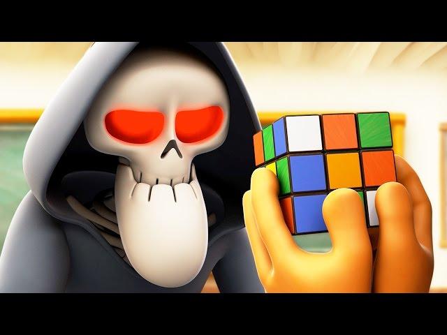 Funny Animated Cartoon | Spookiz Skeleton Teacher Completes Rubiks Cube 스푸키즈 | Cartoon for Children