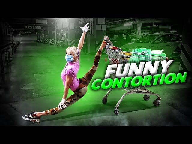 Funny Contortion. Stretching in the Parking. Contortionist Alesya does tricks on flexibility.