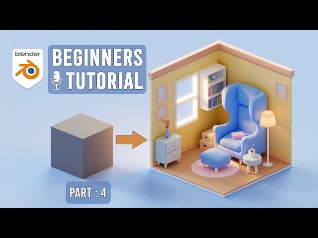 Blender 3D Beginners Tutorial: Create an Isometric Study Room Part 4 | For Absolute Beginners