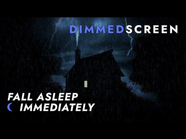 Heavy Rainstorm and Deep Thunder Sounds Outside a Cozy Cottage - Dimmed Screen | Sleep Immediately