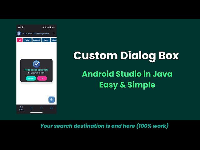 How to create a Custom Dialog box in Android Studio in Java 2024  ||  Learn with Debasish