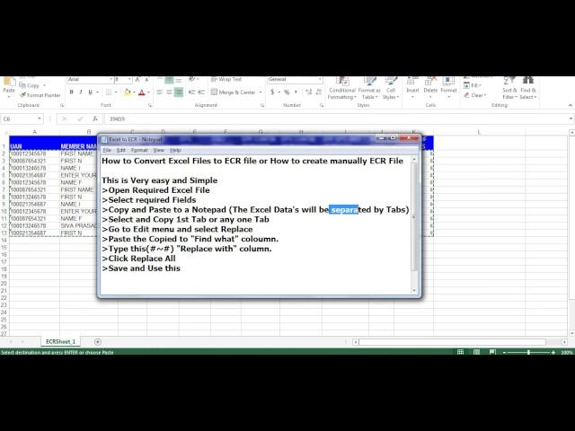 How to Convert Excel Files to ECR file or How to create manually ECR File