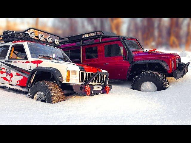 RC Trucks OFF Road Snow Adventures Traxxas TRX4 and Axial SCX10 II Jeep Cherokee 4x4