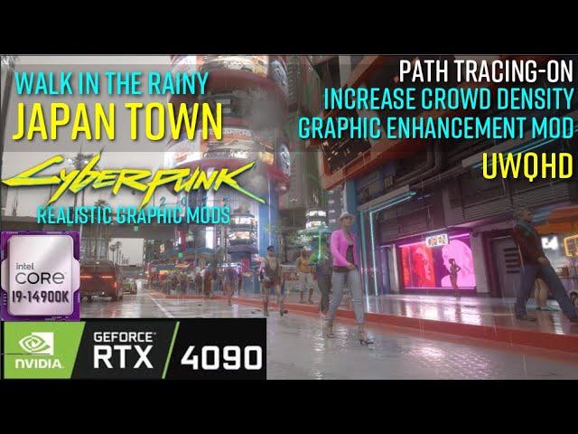 Walk in the rainy Japan Town | CyberPunk2077 | Path Tracing.UWQHD. GITS3.X MODs. RTX4090.i9-14900K.