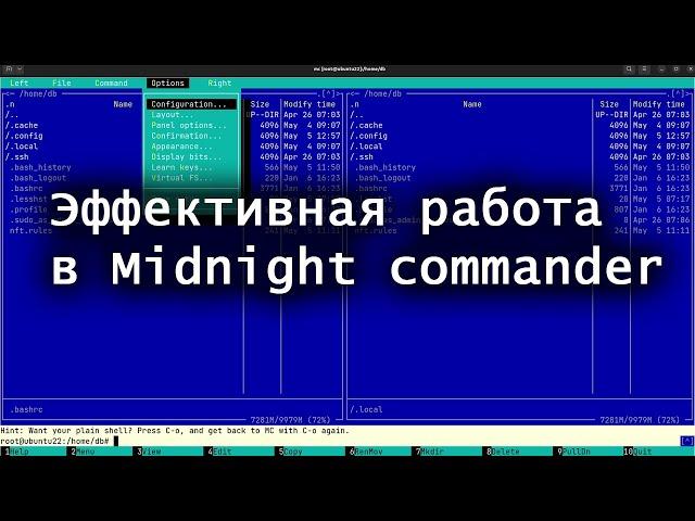 Эффективная работа в Midnight Commander