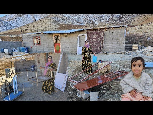 Painting the door of the house and cooking healthy food for little Parasto  / Nomadic documentary