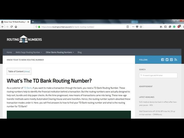 How to Find TD Bank Routing Number?