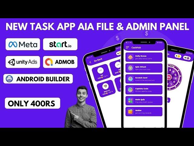 New Task App Aia File & Admin Panel | Only 400rs Earning App Development Android Builder,kodular aia