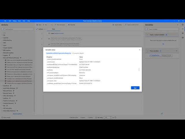Power Automate Desktop || Update a row in selected environment (Action)