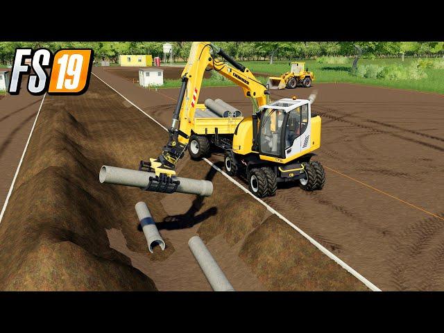 FS19 Public Works Concrete Pipes Irrigation Network Mining And Construction Farming Simulator 19