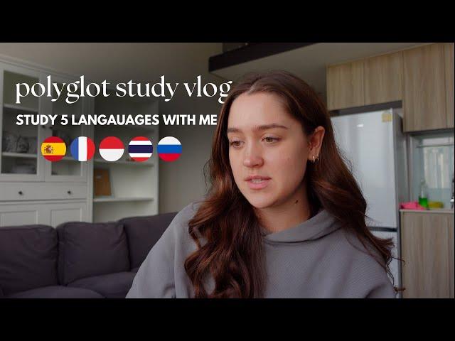 study 5 languages with me | productive vlog (spanish, french, russian, indonesian, thai)