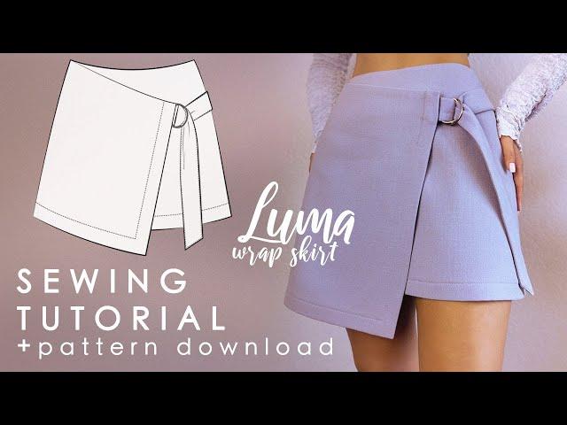 Easy Wrap Mini Skirt with Belt Detail Sewing Tutorial + Pattern Download |Luma Wrap Skirt|