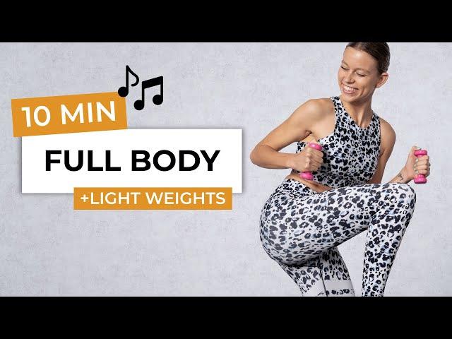 10 MIN FULL BODY CARDIO BARRE WORKOUT WITH LIGHT WEIGHTS