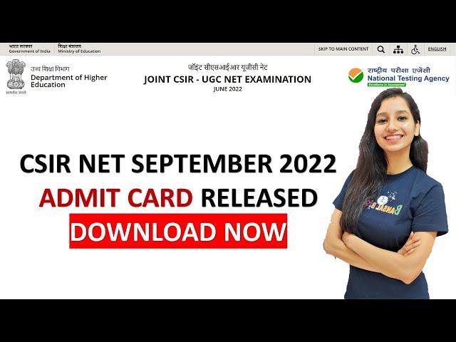 CSIR NET SEPTEMBER 2022 Admit Card Released I Download Now