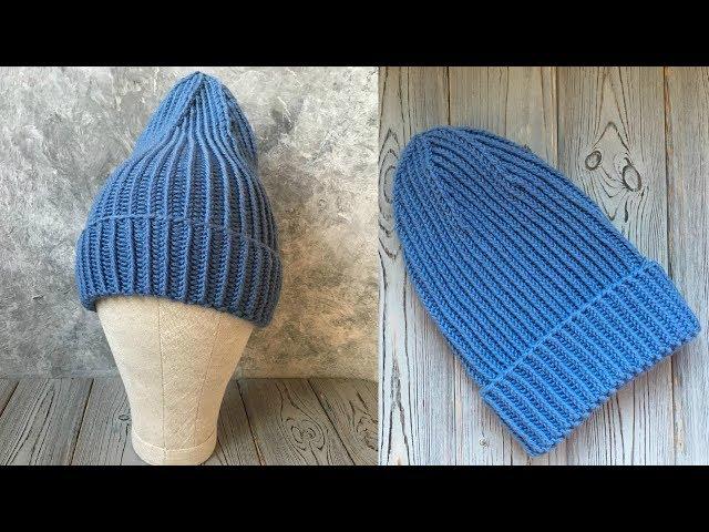 ВЯЗАНАЯ ЗИМНЯЯ ШАПКА -ТЫКОВКА С ИДЕАЛЬНОЙ СКРЕЩЕННОЙ ЛИЦЕВОЙ ПЕТЛЕЙ. KNITTED HAT