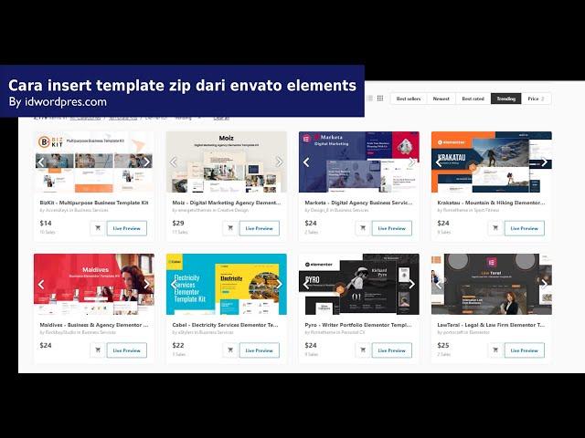 Cara insert template zip premium dari envato elements