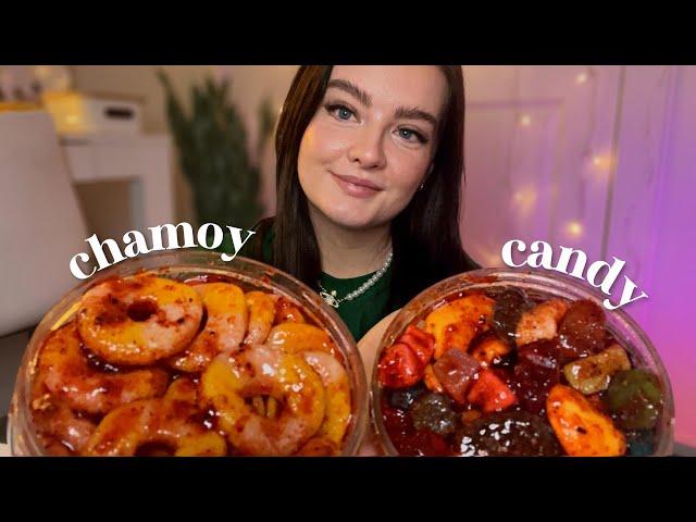 ASMR chamoy candy mukbang  sticky mouth sounds