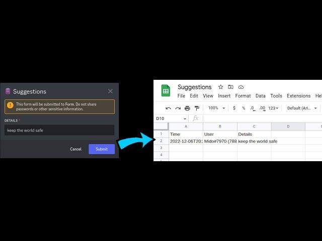 Link Form to Google spreadsheet In A minute  | Discord