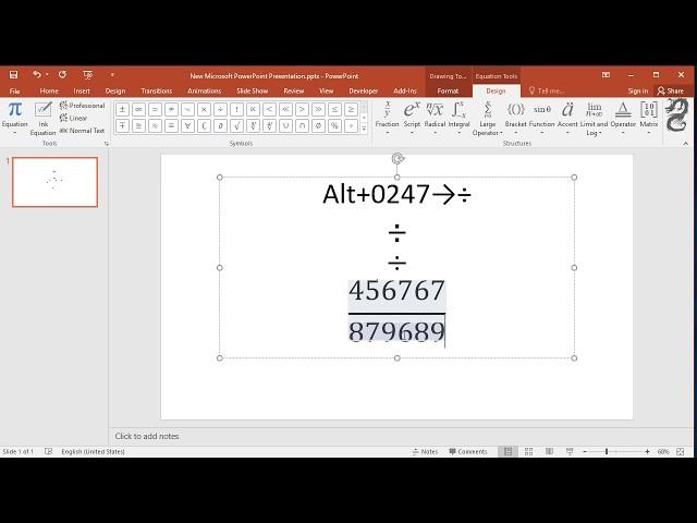 How to Add Division Sign in PowerPoint