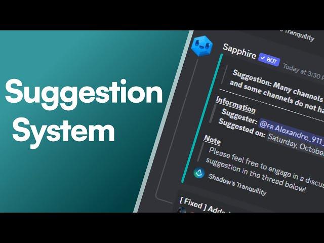 Discord Suggestion System 2023 | Sapphire bot