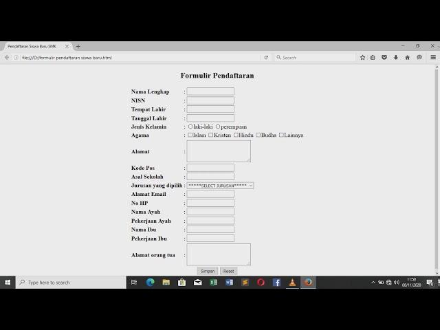 Cara membuat form pendaftaran siswa baru dengan menggunakan html