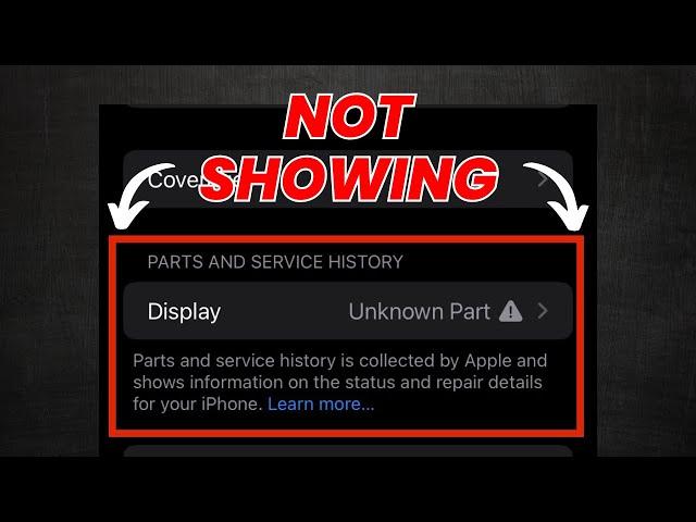 Parts and Service history Not Showing on iPhone.