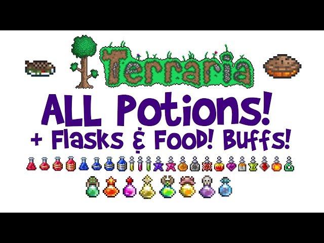 Potion Guide for Terraria! ALL Potions + Flasks! How to Craft/Make, Best for Boss Fights etc!