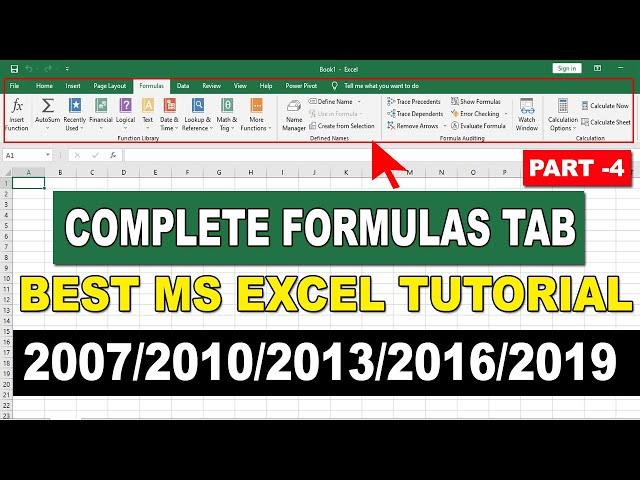 #FormulaTab - Ms Excel 2019 Formulas Tab - All Option in Formulas Tab - how to use Formula Tab Hindi