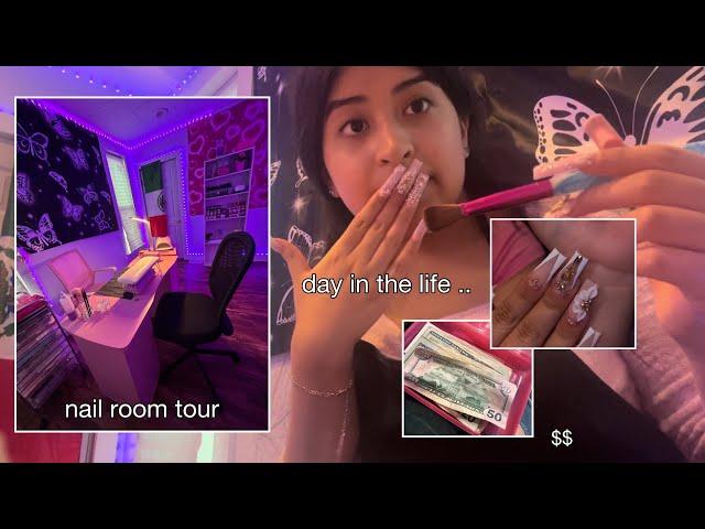 17 y/o nail tech day in my life + nail room tour 🩷