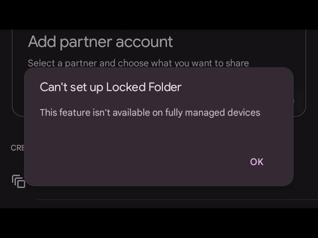 Fix Can't Set Up Locked Folder this feature isn't available on fully managed devices Problem