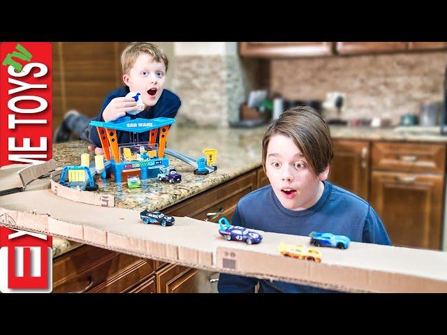 Sneak Attack Squad Cardboard Racing Fun! Featuring The Dinoco Color Changers Car Wash!!