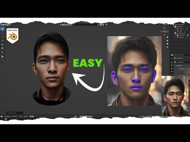 2D to 3D Face Builder easy Add-on in Blender 4.0