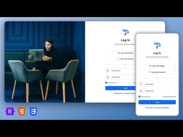Bootstrap 5 | Responsive Login Page using HTML, CSS & Bootstrap 5 | Step by Step Tutorial