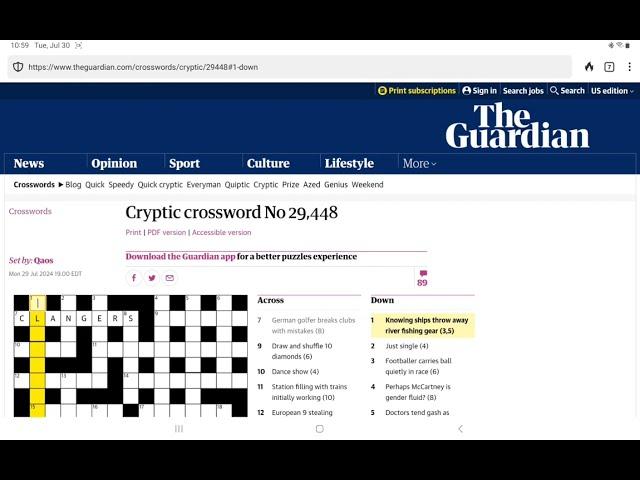 Guardian Cryptic Crossword (Tuesday, 30 July 2024) - REDO WITH SOUND