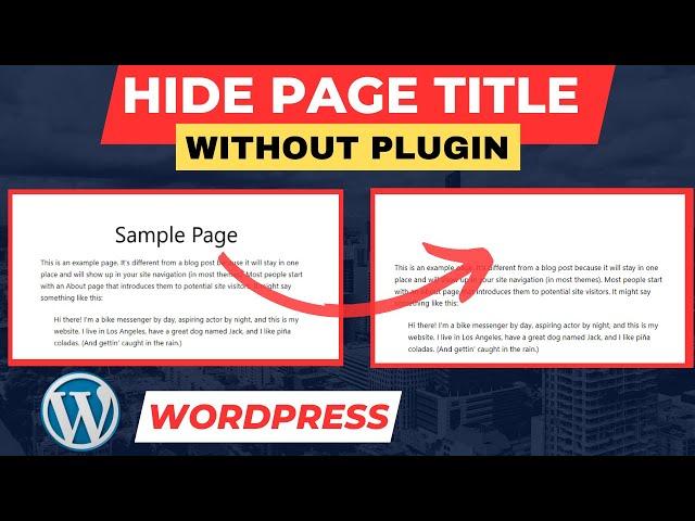 How to hide page title in WordPress without plugin | Hide Page Title | How to Remove Page Title