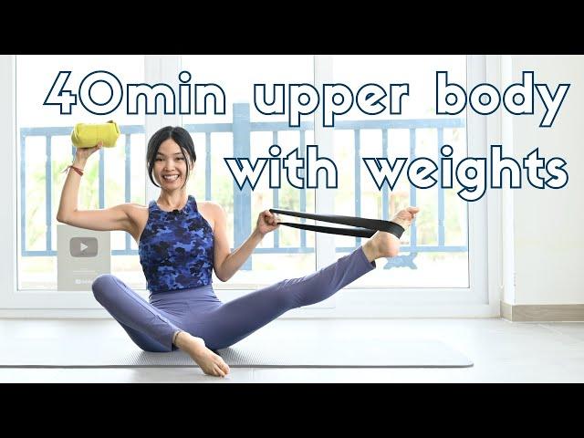 40 MIN PILATES UPPER BODY AND CORE WORKOUT | small weights & mat