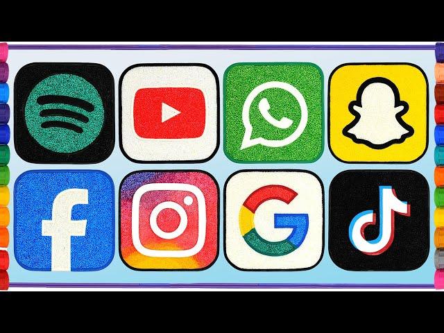 App Logos Foam Clay Painting art | Colorful Water Brand Logo Art, Color beads ASMR