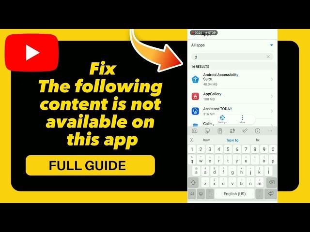 How to Fix The following  content is not available on this app on YouTube