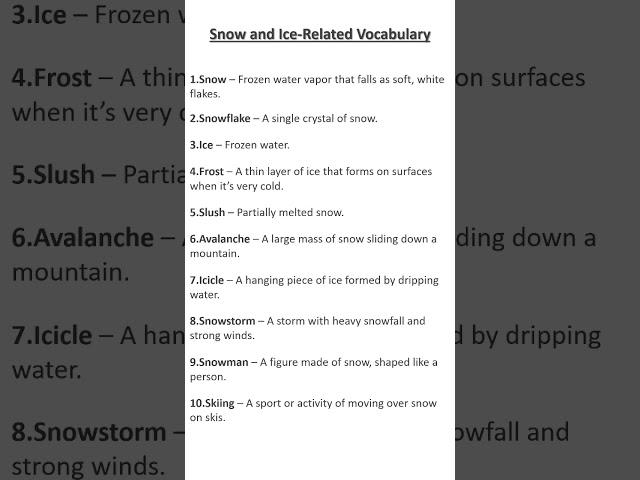 10 Snow and ICE Words You NEED to Know!