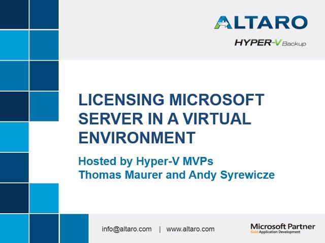 Licensing Microsoft Server in a Virtual Environment